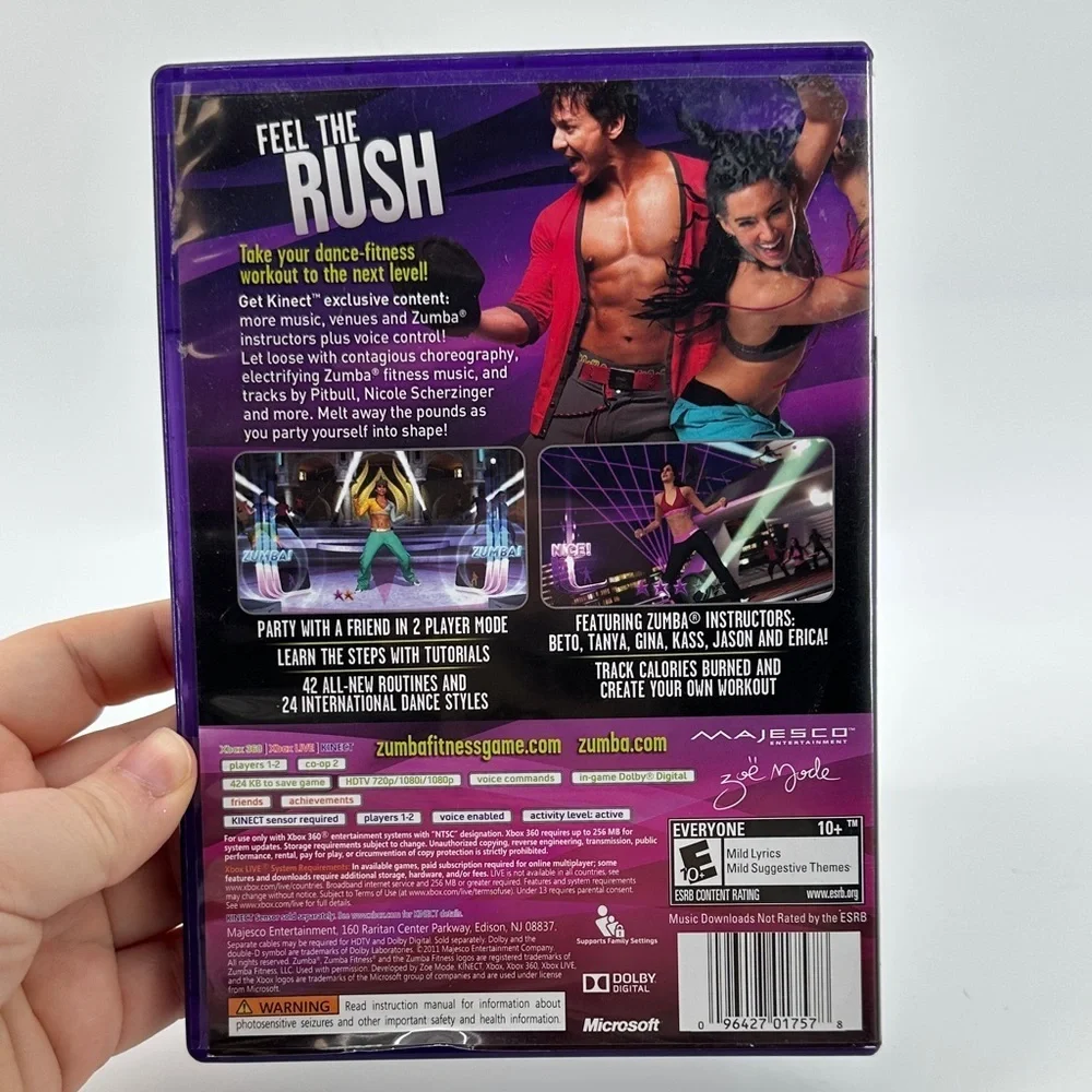 Microsoft Xbox 360 Zumba Fitness Rush Game DanceInstruction High Energy aerobics